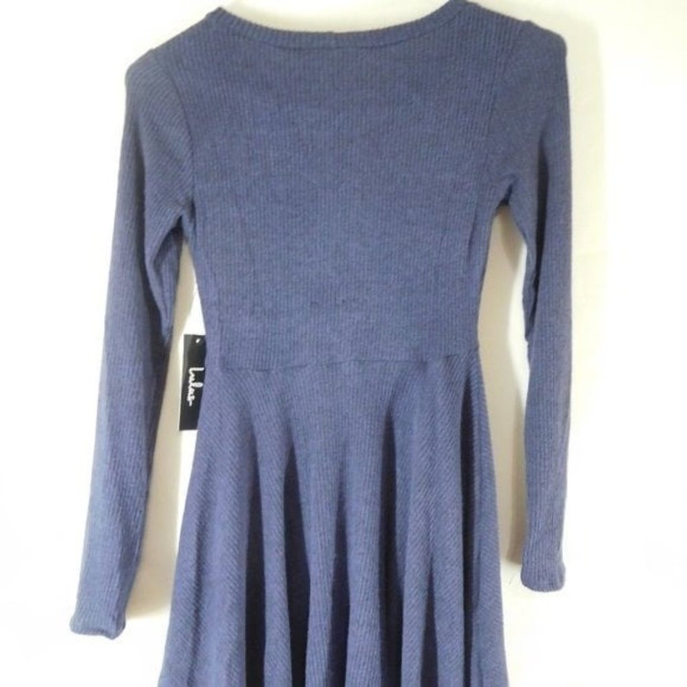 NEW LULU'S Grey Gray Knit Dress Stretch Material Women Ribbed  SMALL Gift